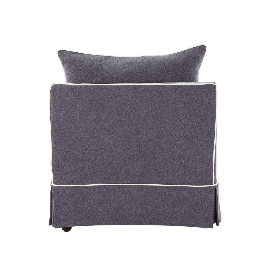 Hamptons Contemporary Armchair Removable Cover - Navy Blue & White Piping
