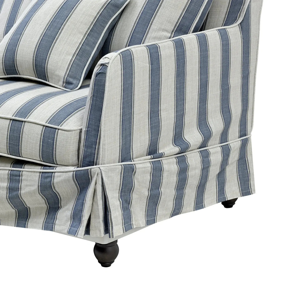 Hamptons Contemporary Armchair Removable Cover - Blue Sky Stripe