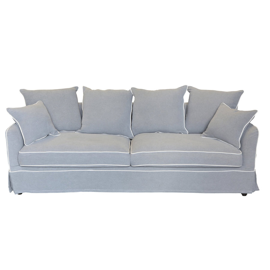 Hamptons Contemporary Three Seater Removable Cover - Grey & White Piping