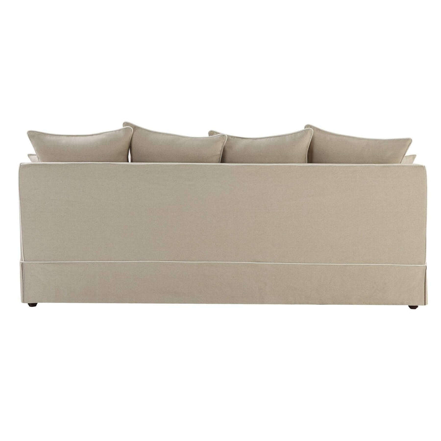 Hamptons Contemporary Three Seater Slip Cover Sofa - Natural & White Piping