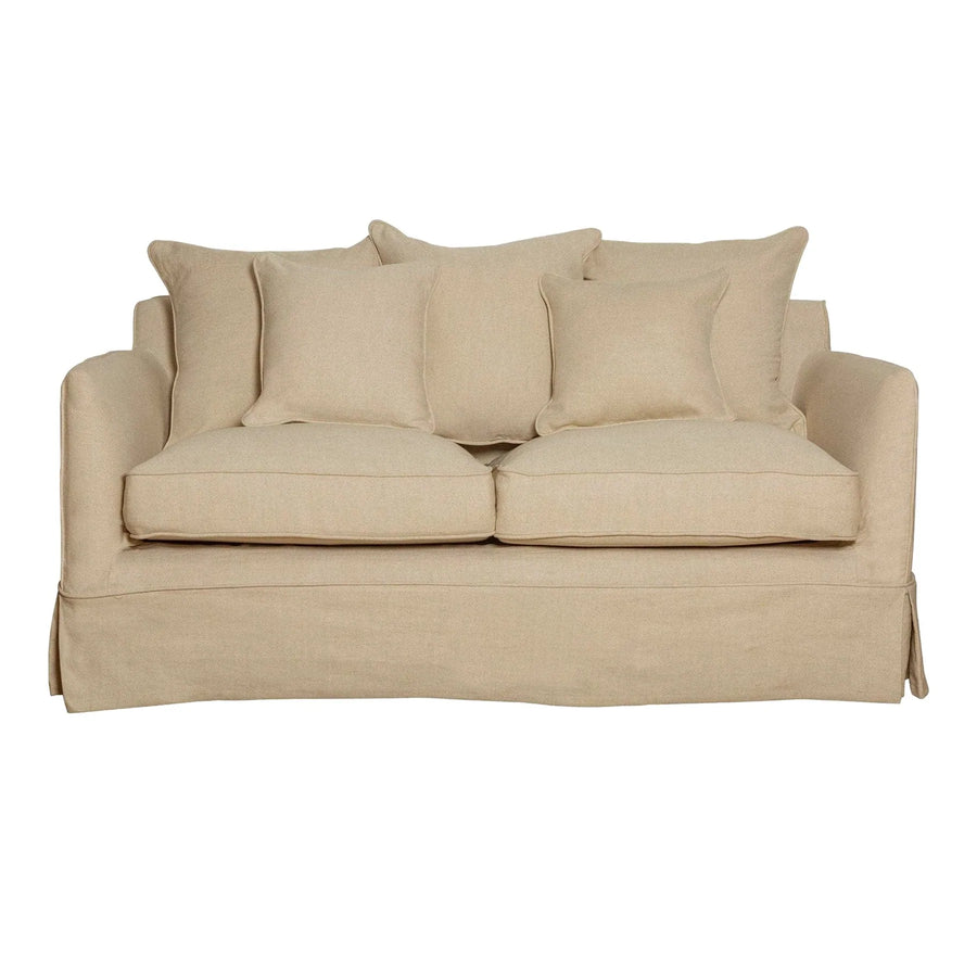 Hamptons Contemporary Two Seater Removable Cover - Beige Linen Blend