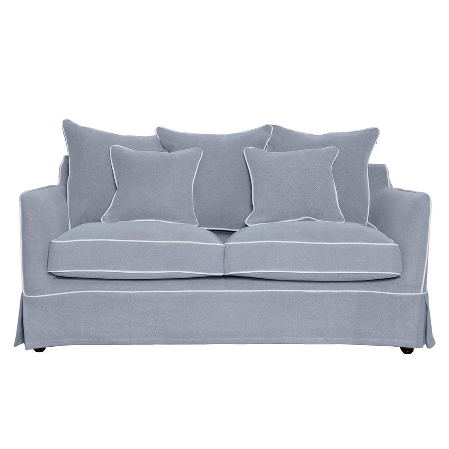 Hamptons Contemporary Two Seater Removable Cover - Grey & White Piping