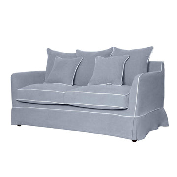 Hamptons Contemporary Two Seater Removable Cover - Grey & White Piping