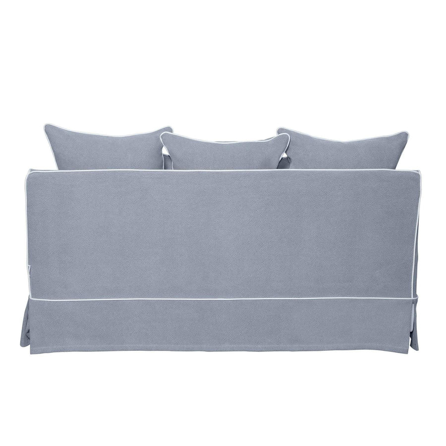 Hamptons Contemporary Two Seater Slip Cover Sofa - Grey & White Piping