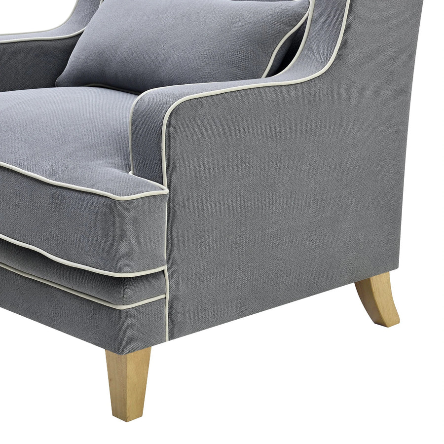 Hamptons Grey & White Piping Armchair