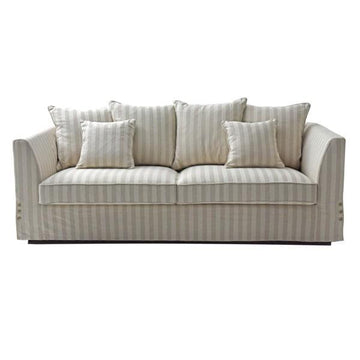 Hamptons Natural & Cream Striped Three Seater Couch