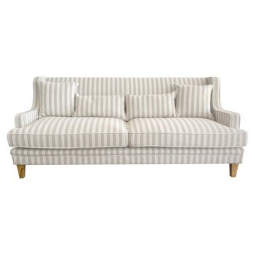 Hamptons Natural Striped Three Seater Couch