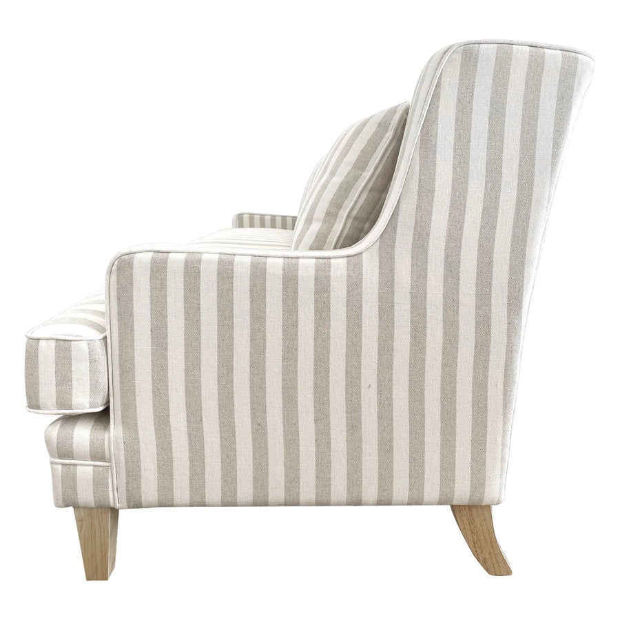 Hamptons Natural Striped Three Seater Couch