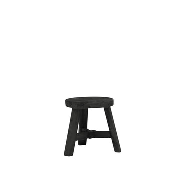 Handmade Peasant Round Footstool - Black