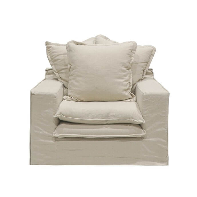 Keely Oatmeal Slip-Cover Armchair