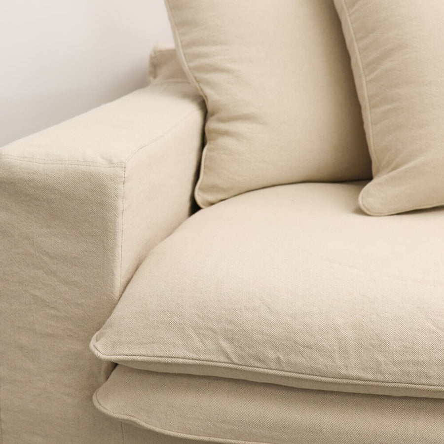 Keely Oatmeal Two Seater Slip-Cover Sofa