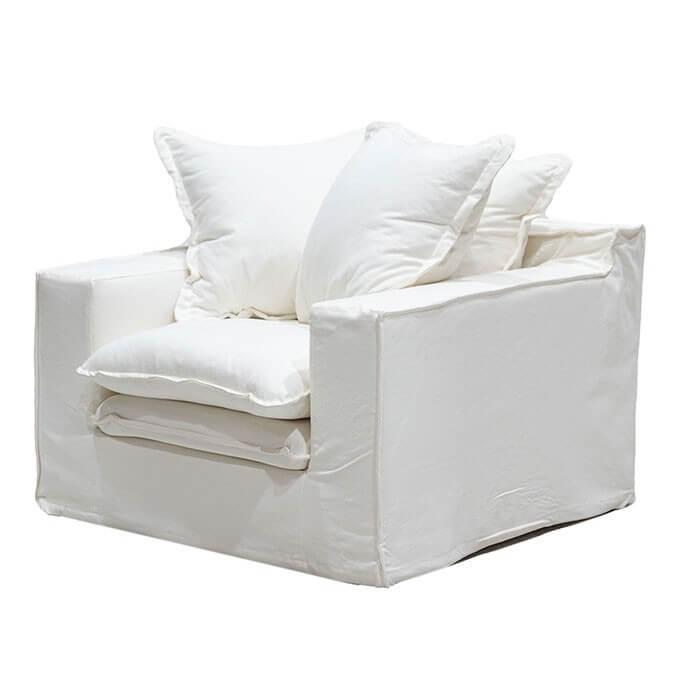 Keely White Slip-Cover Armchair