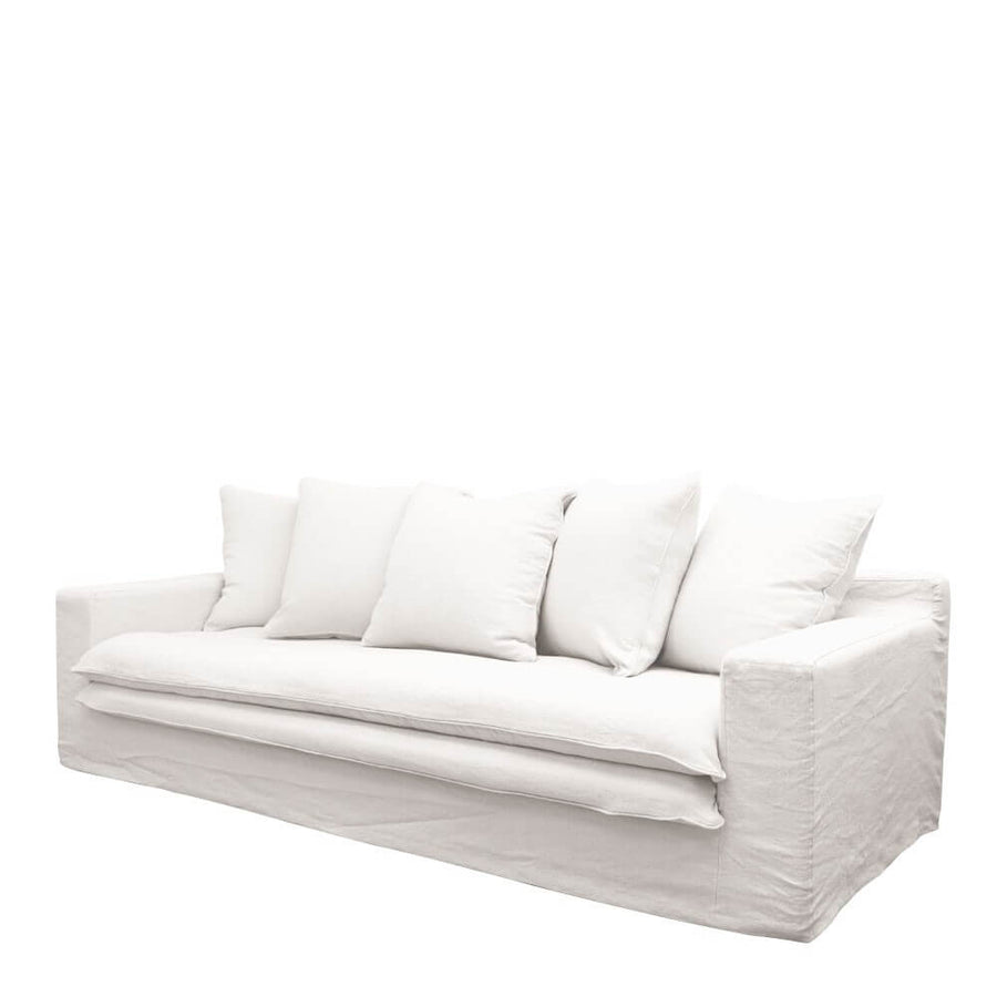 Keely White Three Seater Slip-Cover Sofa