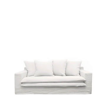 Keely White Two Seater Slip-Cover Sofa