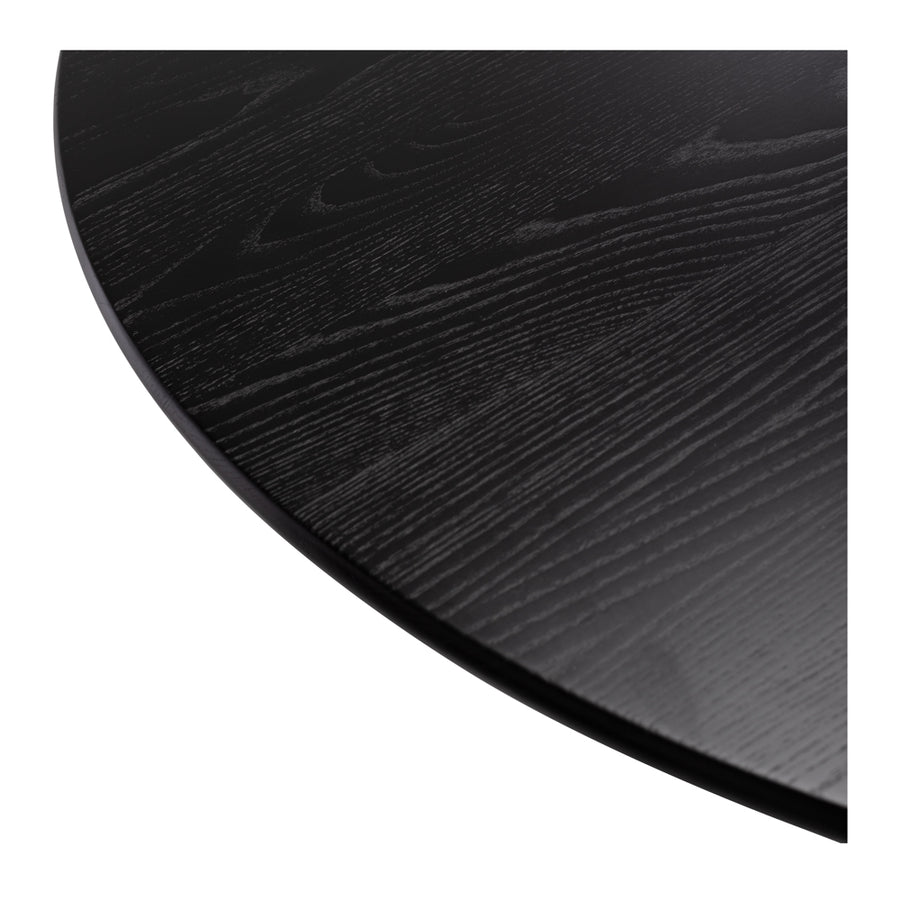 Slatted Oak Round Dining Table 120cm - Black