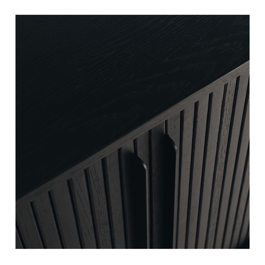 Linear Slatted Oak Sideboard - Black