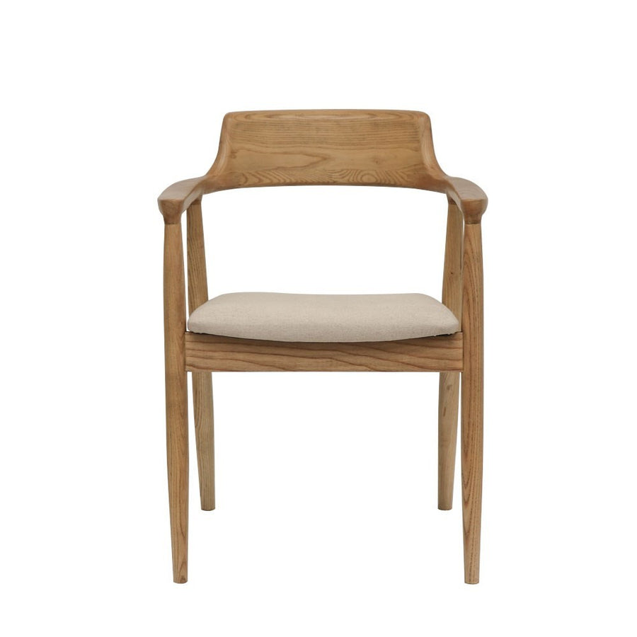 Linen & Ash Curved Back Dining Chair - Natural