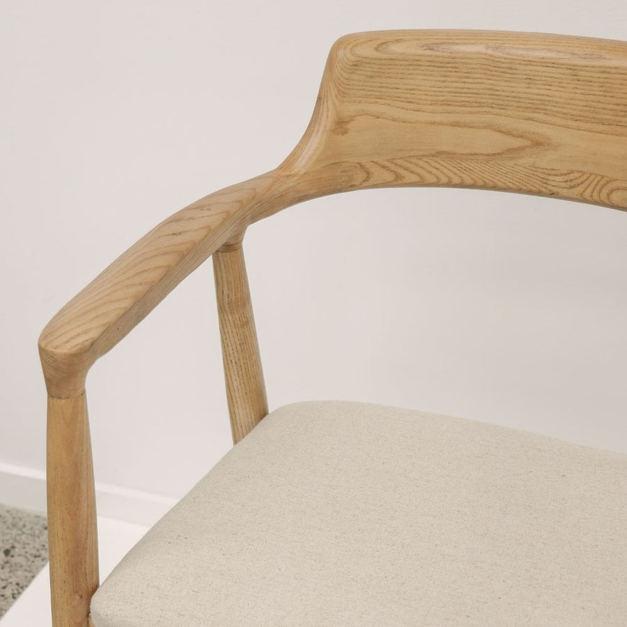 Linen & Ash Curved Back Dining Chair - Natural