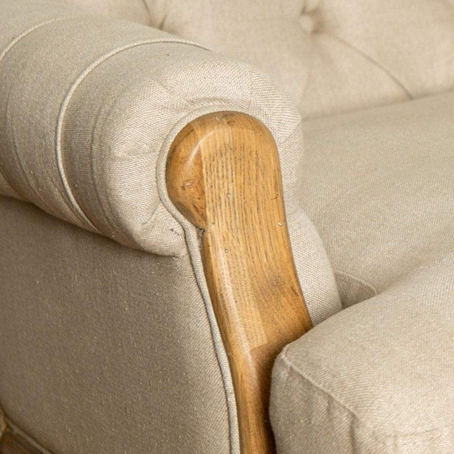 Linen & Oak Buttoned Armchair