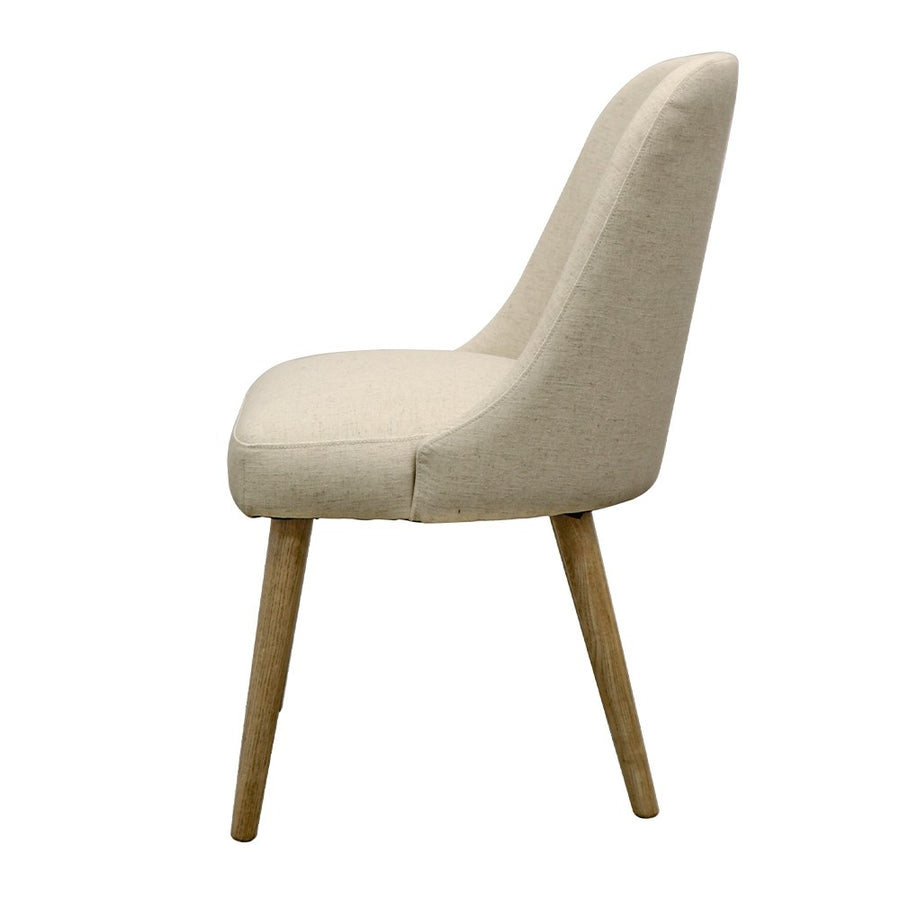 Linen & Oak Upholstered Dining Chair - Cream & Natural