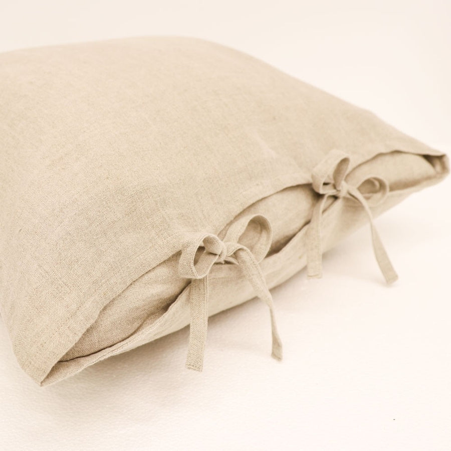 Linen Tie Cushion - Natural