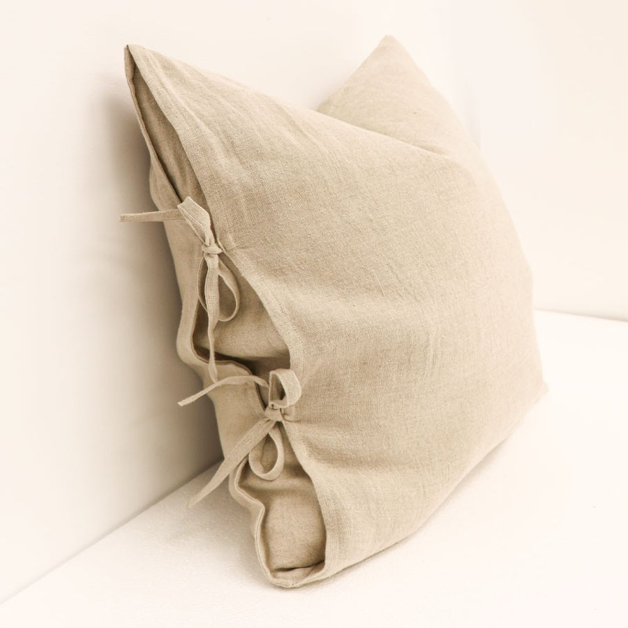 Linen Tie Cushion - Natural
