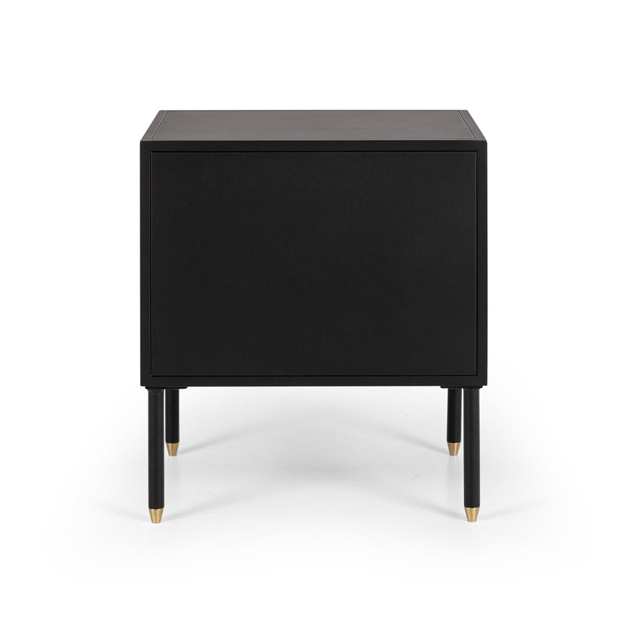 Metal & Brass Bedside Table (Right Opening) - Matte Black