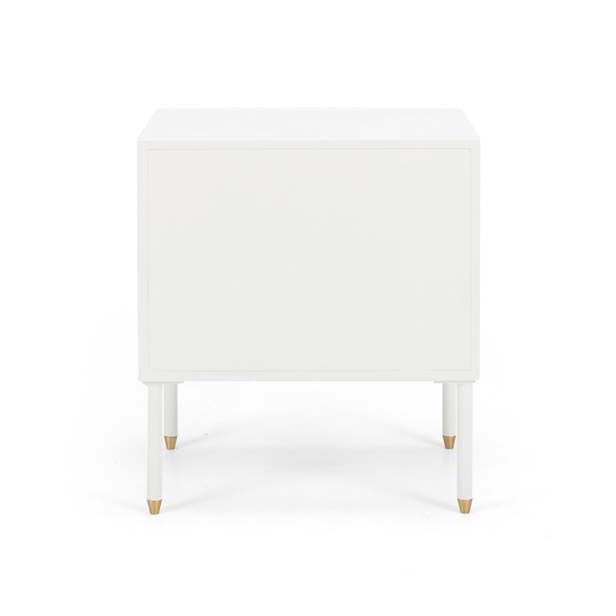 Metal & Brass Bedside Table (Right Opening) - Matte White