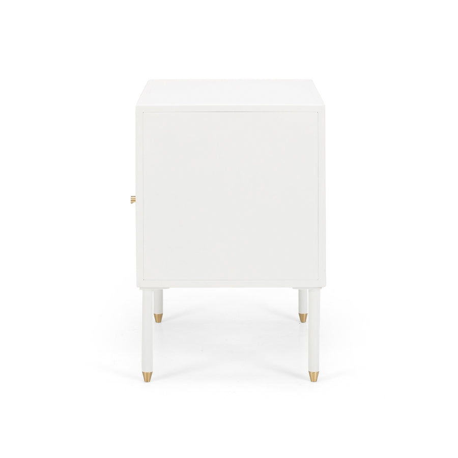 Metal & Brass One Drawer Bedside Table - Matte White