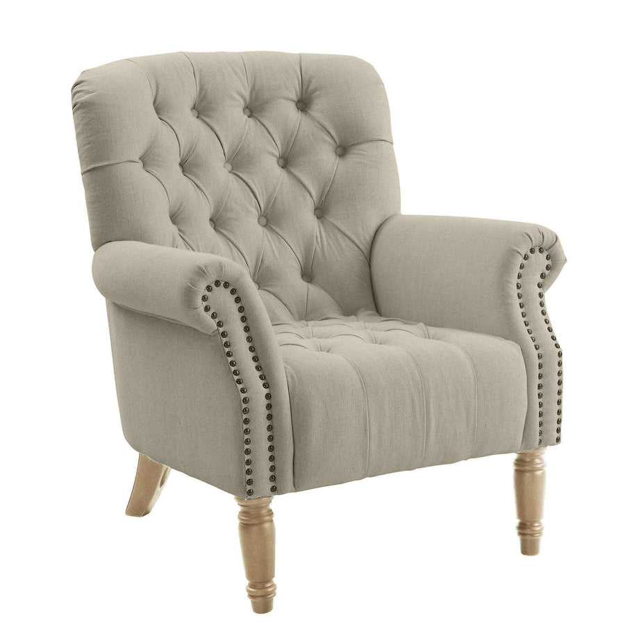 Natural Buttoned Armchair
