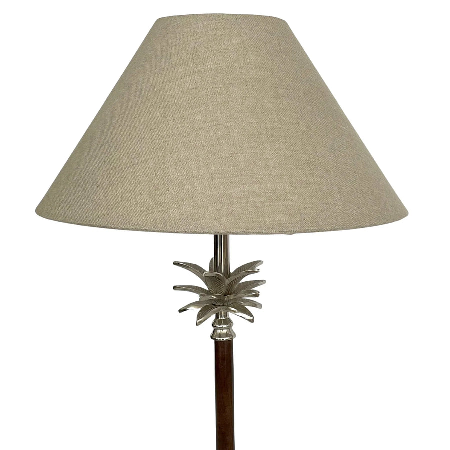 Nickel & Wood Palm Table Lamp