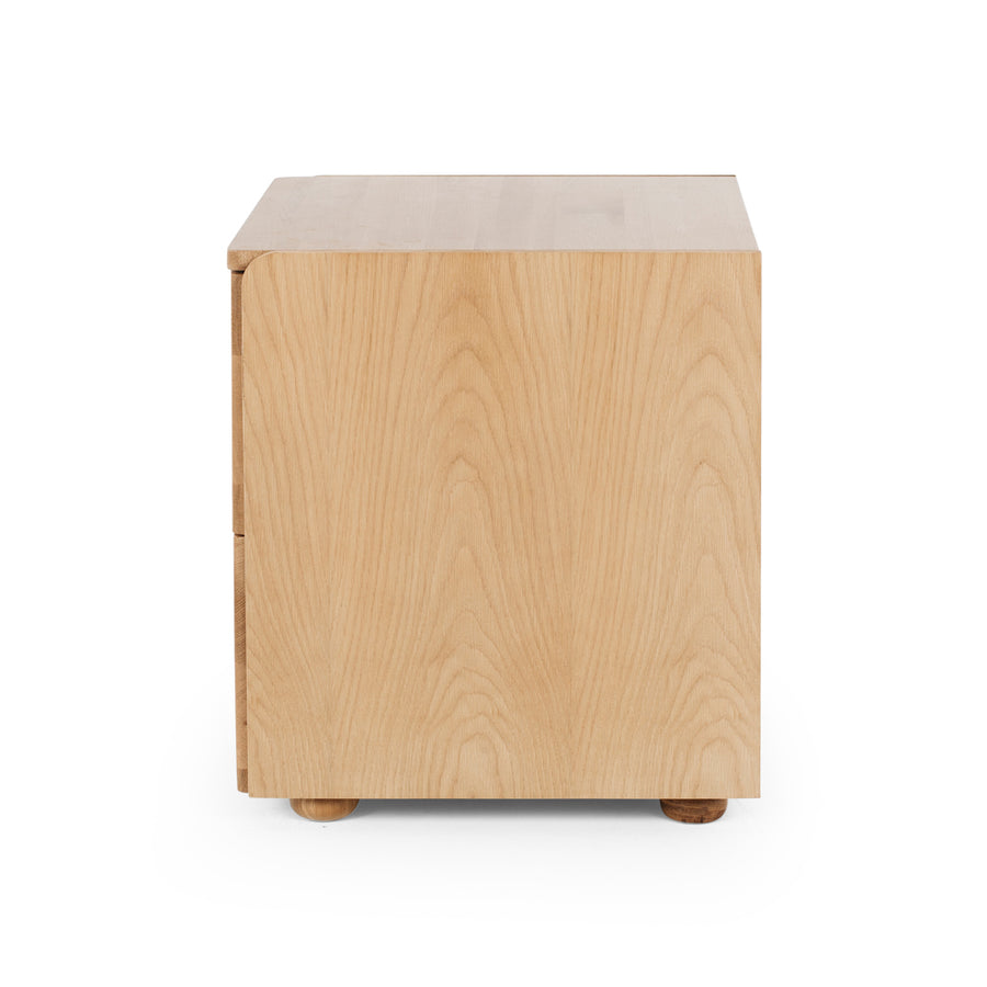 Oak Cube Two Drawer Bedside Table - Natural