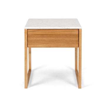 Oak One Drawer Bedside Table - Carrara Marble Top