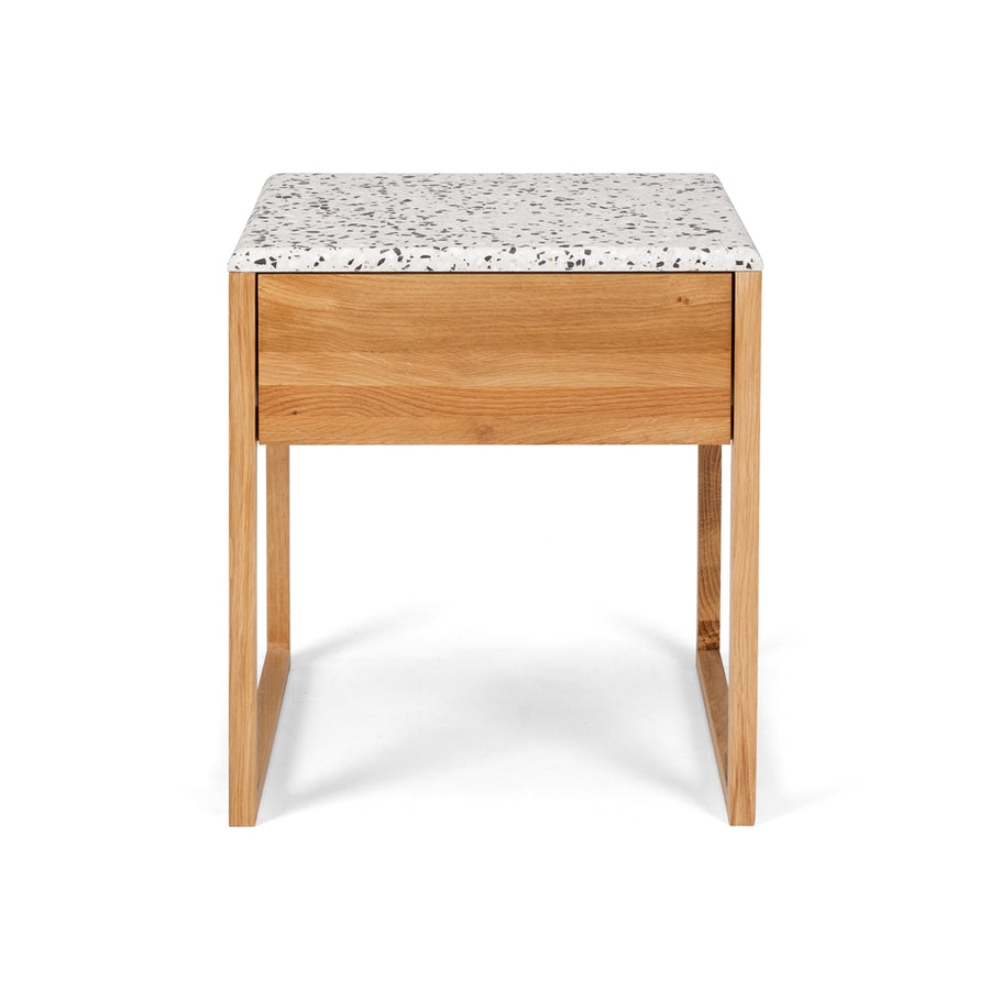 Oak One Drawer Bedside Table - Terrazzo Top