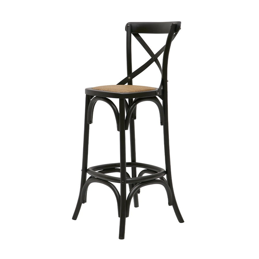 Provincial Metal Crossback Barstool 75cm Seat Height - Black & Natural