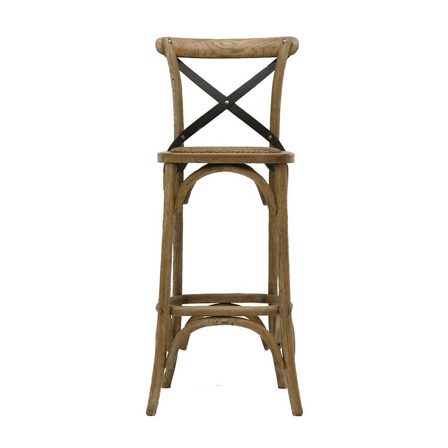 Provincial Metal Crossback Barstool 75cm Seat Height - Natural