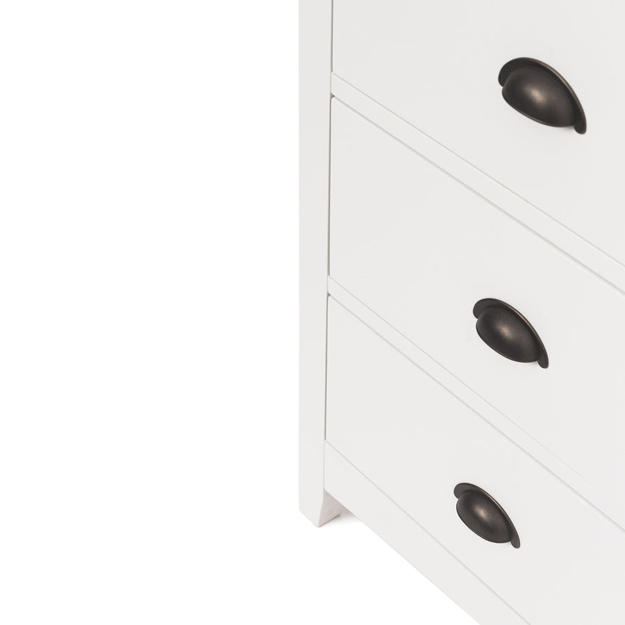 Provincial White Three Drawer Bedside Table