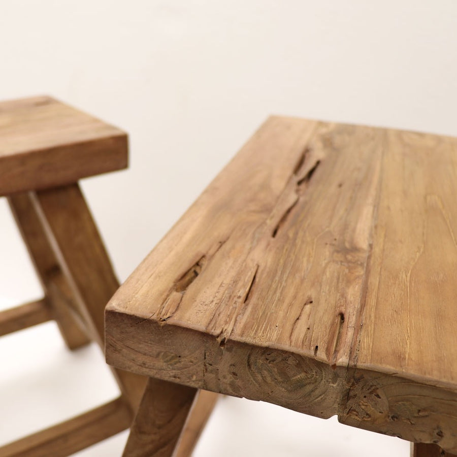 Recycled Teak Outdoor Rectangle Stool