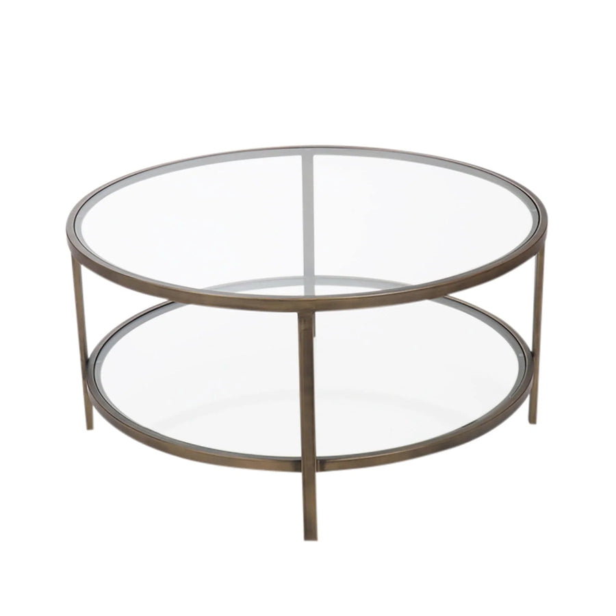 Round Glass & Brass Two Tier Coffee Table