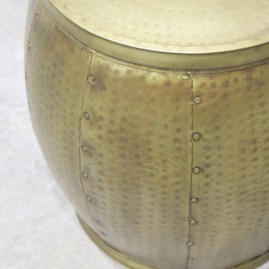 Round Hammered Brass Side Table - Large