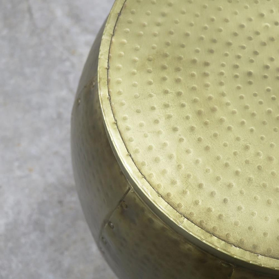 Round Hammered Brass Side Table - Large