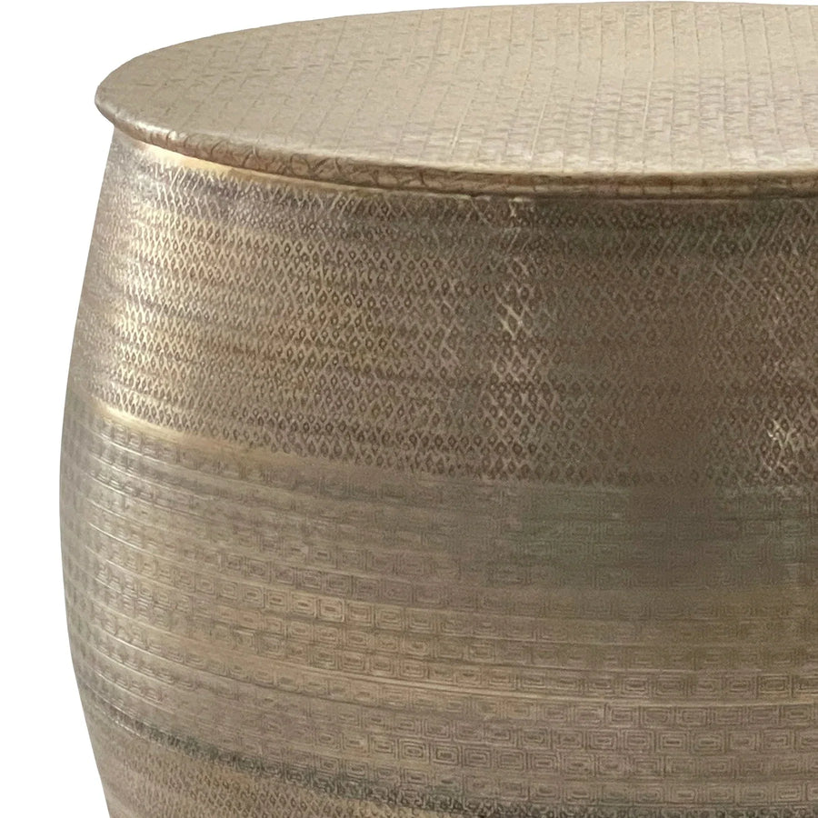 Round Hammered Side Table - Gold