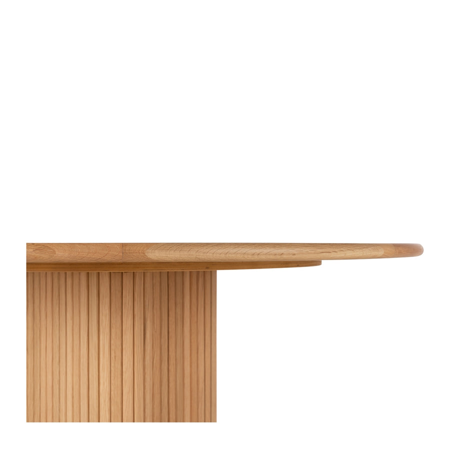 Linear Slatted Oak Round Dining Table - 1.23 Metres