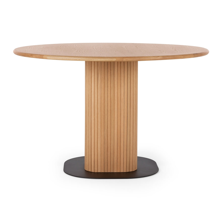 Linear Slatted Oak Round Dining Table - 1.23 Metres