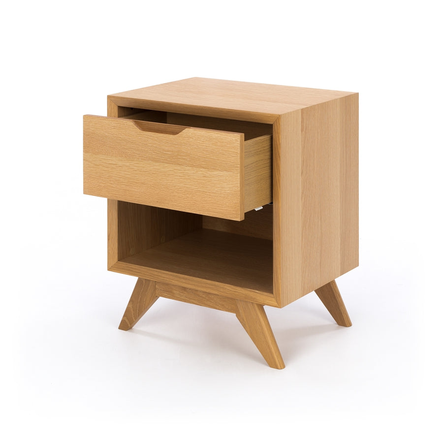 Scandi Beach One Drawer Bedside Table - Natural
