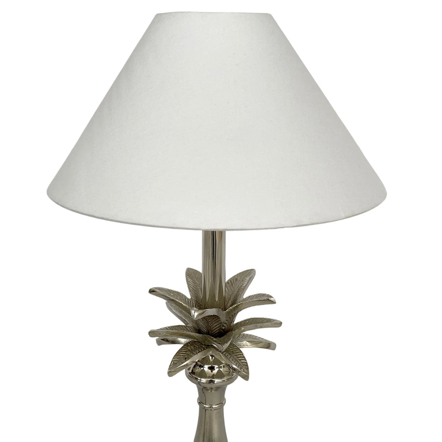 Small Nickel Pineapple Table Lamp - White Shade