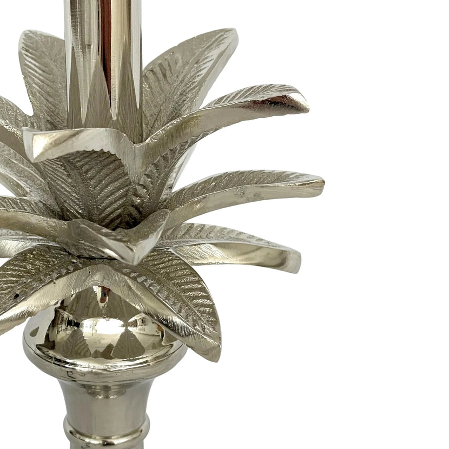 Small Nickel Pineapple Table Lamp - White Shade