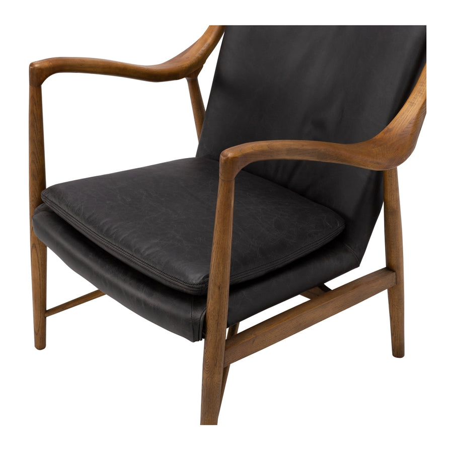 Solid Ash & Black Leather Armchair