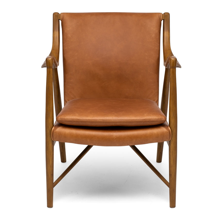 Solid Ash & Cognac Leather Armchair