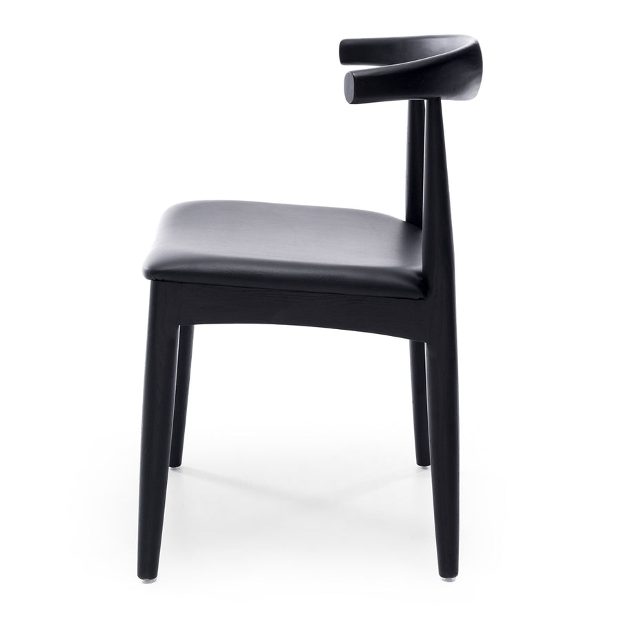 Solid Oak Elbow Chair - Black